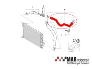 MINI R52 | R53 | Cooper S | JCW | W11B16 | Top Thermostat Radiator Hose 5 05 3559 LOCATION WEB