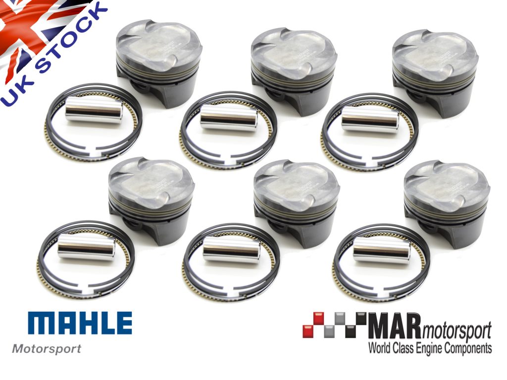 Mahle MS Piston Set BMW S52B 86.60mm Bore 89.6mm Stroke 135mm Rod 22mm Pin -11cc 11.3 CR Set of 6 main image 1